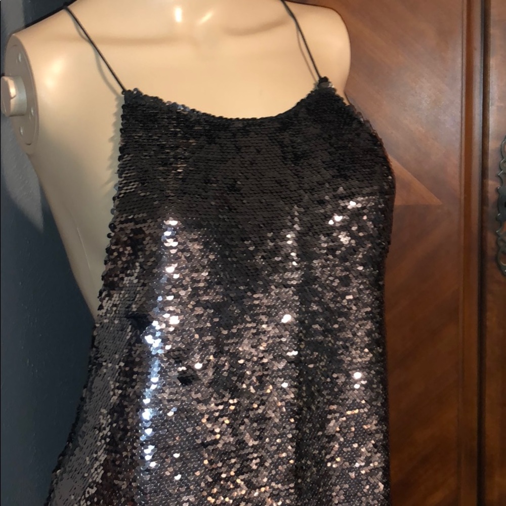 Ecote low cut back sequin dress